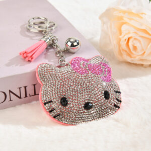 Pink / Keychain + hot diamond cat