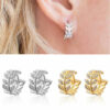 Wholesale Branches inlaid with diamonds, willow leaves, ear loops