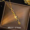 Wholesale Square colored zircon titanium steel necklace
