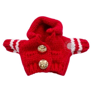 Red button hooded sweater