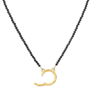 Black bead buckle ring chain