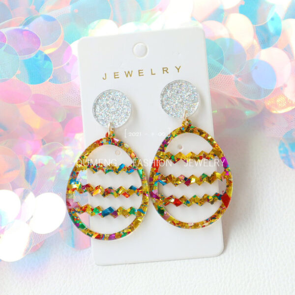 Wholesale Easter glitter Easter egg acrylic earrings