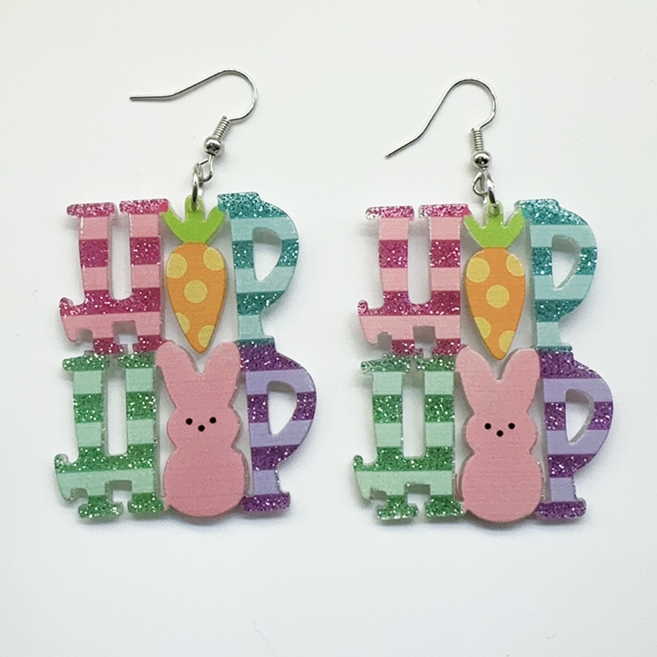 Wholesale Easter e bunny fluorescent candy colored acrylic earrings