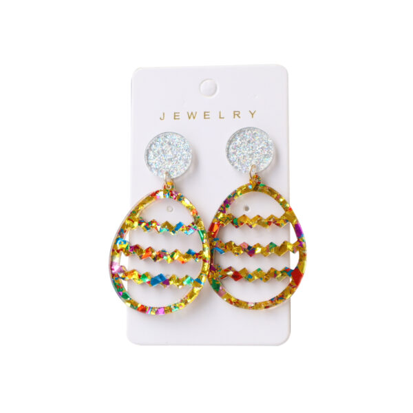 Wholesale Easter glitter Easter egg acrylic earrings