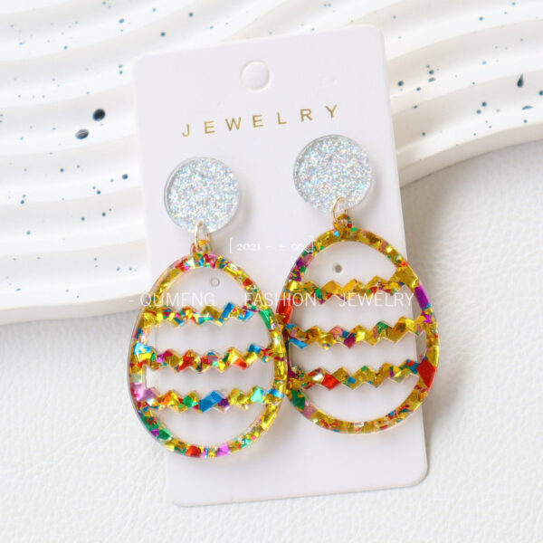 Wholesale Easter glitter Easter egg acrylic earrings