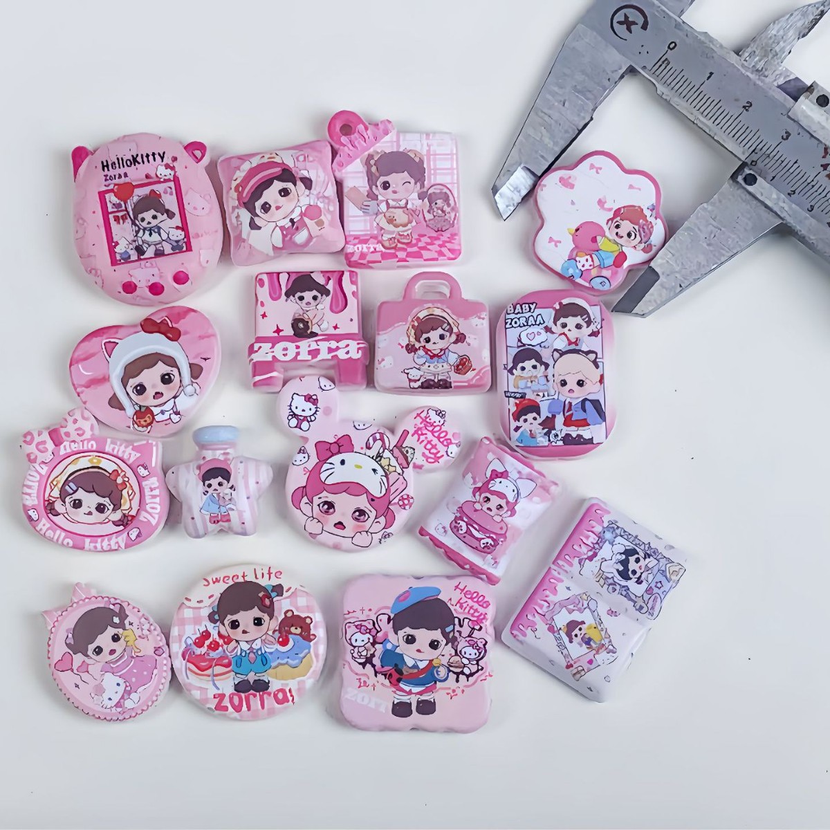 Wholesale ZORRA Sister's Perforated Double-Sided Printed Bead Aessories for Mobile Phone Chains, Bag Chains, Keychains, Loose Beads