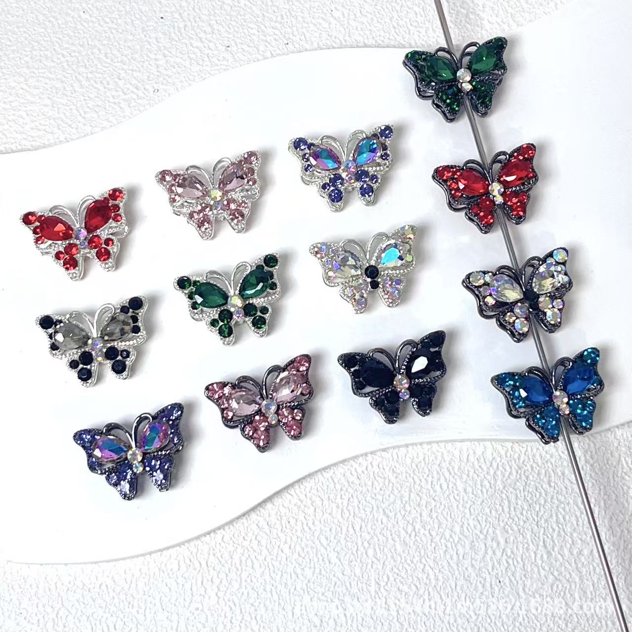 Wholesale Crystal Diamond Three Dimensional Butterfly Straight Hole Beads