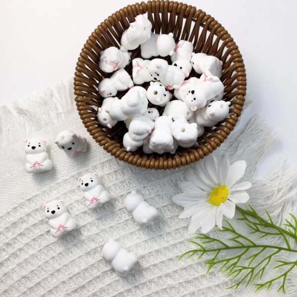 O1CN01Yhv5792FO3hPDsbPw_2216349148869-0-cib Wholesale 10pcs 3DThree-dimensional Silicone Cute Cartoon White Bear DIY Beads