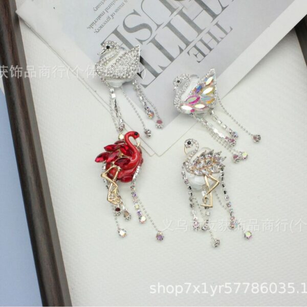 Wholesale Crystal Flamingo and Little Swan Inlaid Alloy Beads