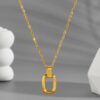 Wholesale Titanium Steel Fadeless Entry Luxury 18K Gold Geometric Double Ring Clavicle Chain