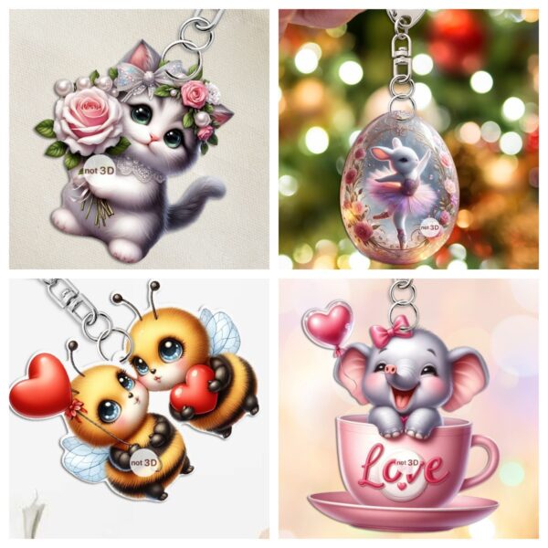 Wholesale Cute Animal Series Acrylic Keychains for Valentine's Day