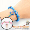 Wholesale Acrylic bracelet with pink and blue cross rosary