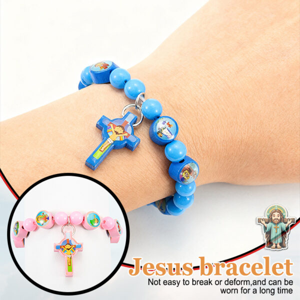 Wholesale Acrylic bracelet with pink and blue cross rosary