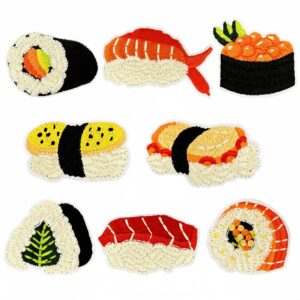 Wholesale Cartoon salmon sushi embroidery DIY Patches