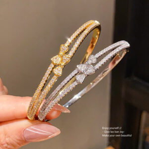 Wholesale 18k genuine gold electroplated zircon bow buckle bracelet