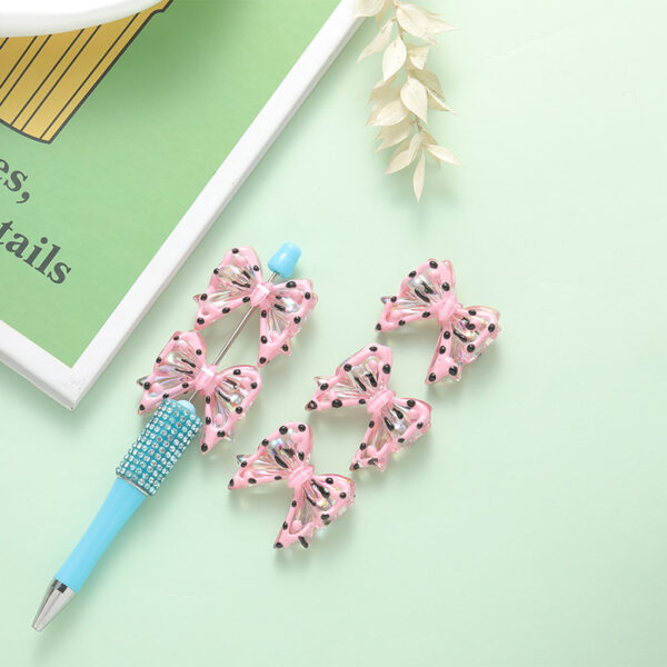 Wholesale 10pcs DIY hand-painted bow straight hole cute beads