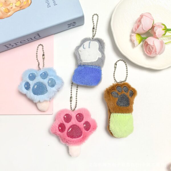 Wholesale Colorful Sweet Cat Claw Plush Claw Keychain