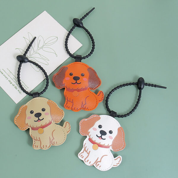 Wholesale Cute PU Leather Golden Retriever Puppy Keychain