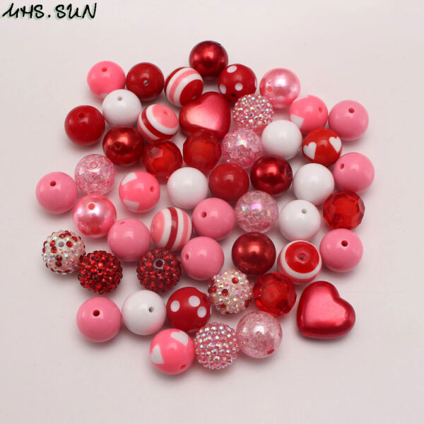 Wholesale of 50 Large Red Love Valentine's Day 20MM Acrylic Mixed Color Beads