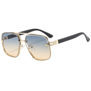 Gold frame, green on top and yellow on bottom