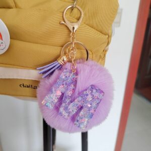 Purple Letter Hair Ball Pendant/M