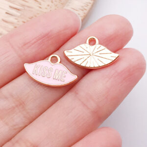 1 pink oil dripping lips letter kissme10x17x1mm-0.7g-25200