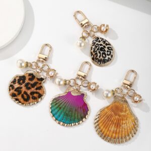 Wholesale Marine life pearl leopard shell keychain