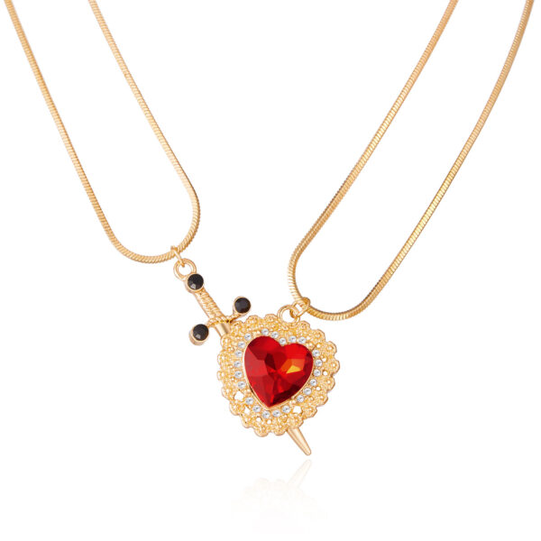 Wholesale Gothic Sword Heart piercing Couple Set Necklace