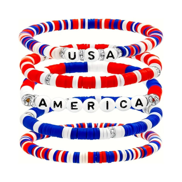 Wholesale Independence Day Shield Flag Soft Ceramic Letter Bracelet