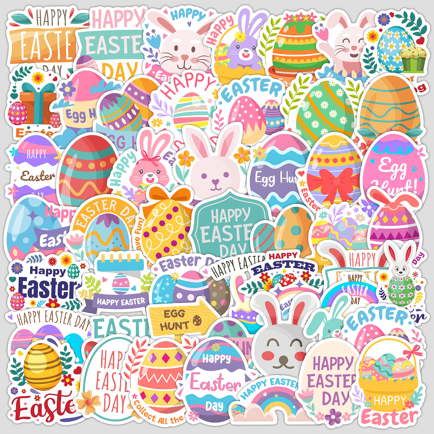 Wholesale Easter colorful rabbit Waterproof Vinyl Stickers