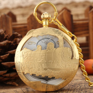 Golden Music Pocket Watch Hollow Train-Swan Lake