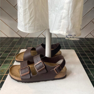 Wholesale Leather Birkenstock Shoes Double-Breasted Brown Shoes