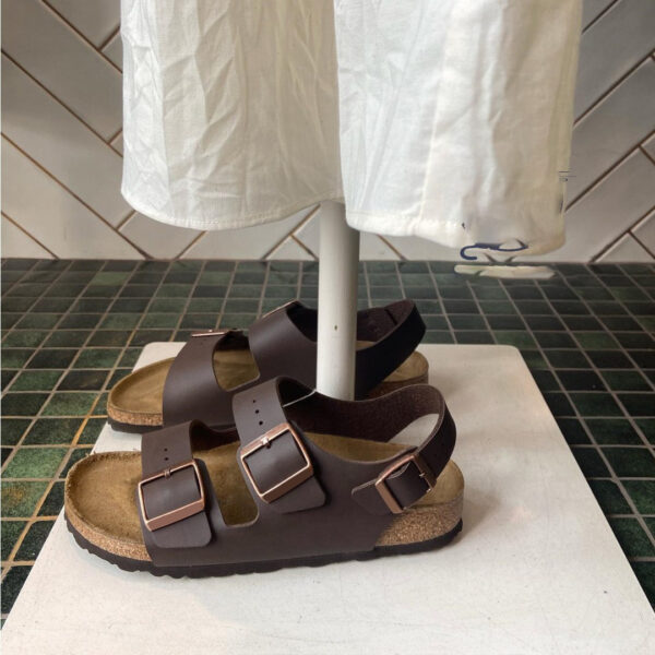 Wholesale Leather Birkenstock Shoes Double-Breasted Brown Shoes
