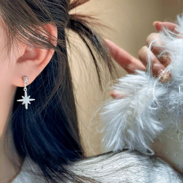 Wholesale Silver sparkling zircon octagonal earrings