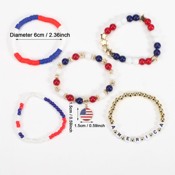Wholesale Independence Day Flag Red White Blue Crystal Soft Ceramic Bracelet