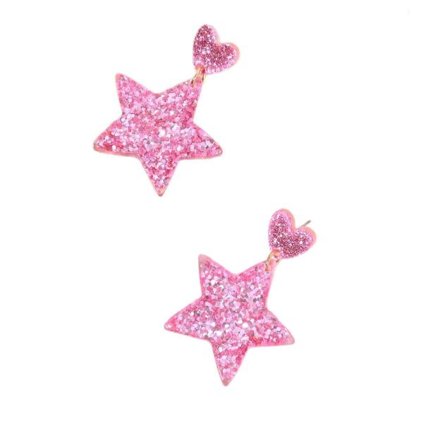 Wholesale Heart-shaped star earrings, Valentine's Day peach heart star earrings