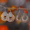 Wholesale Bohemian Gradient Hollow Pendant Wooden Double-sided Earrings Gift