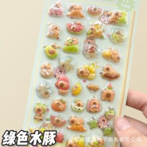 3d embossed sticker [green capy]/package