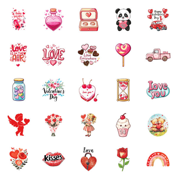 Wholesale 50pcs Valentine's Day Cute Cartoon Graffiti Waterproof Stickers