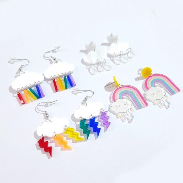 Wholesale Creative Cartoon Rainbow Clouds Acrylic Earrings W