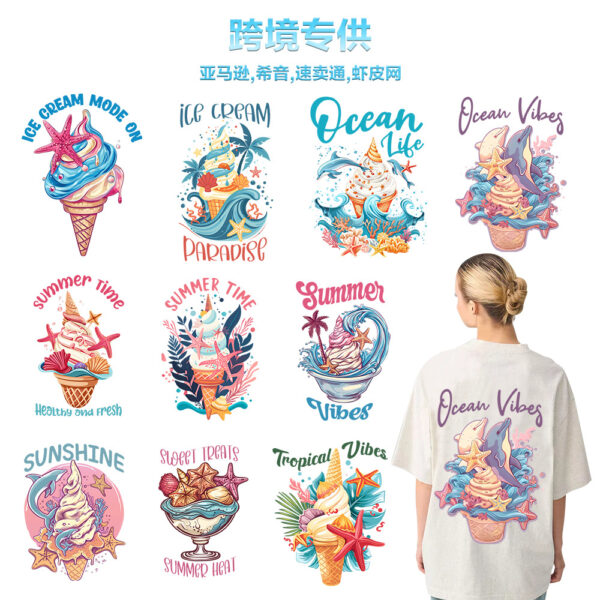 Wholesale Summer Tropical Ice Cream UV DTF Ready to Press Transfers Wraps