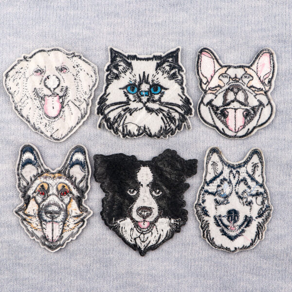 Wholesale 5pcs New pet dog cartoon embroidery cloth patch cute pet animation hot melt adhesive cloth