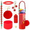 Wholesale Silicone Ring Grid Lipstick Bag Pendant Bow Set Water Cup Accessories
