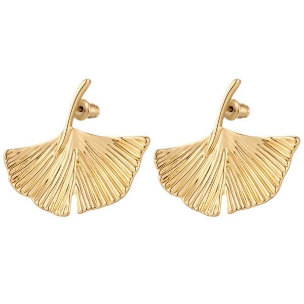 Wholesale Golden Ginkgo Leaf Alloy Leaf Earrings