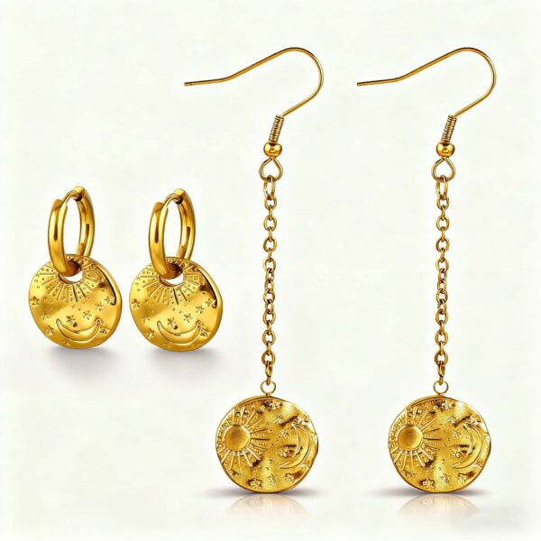 Wholesale Geometric Starry Sky Moon Star Stainless Steel Earrings