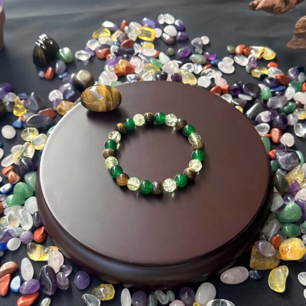 Wholesale Natural Tiger Eye Stone Green Agate White Crystal Bracelet