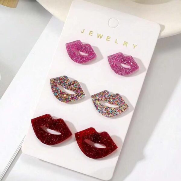 Wholesale red sequined red lip acrylic earrings female jewelry