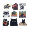 Wholesale Cute black cat cartoon English letter alloy badge brooch