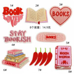 Bookworm cloth stickers set of 8 pieces