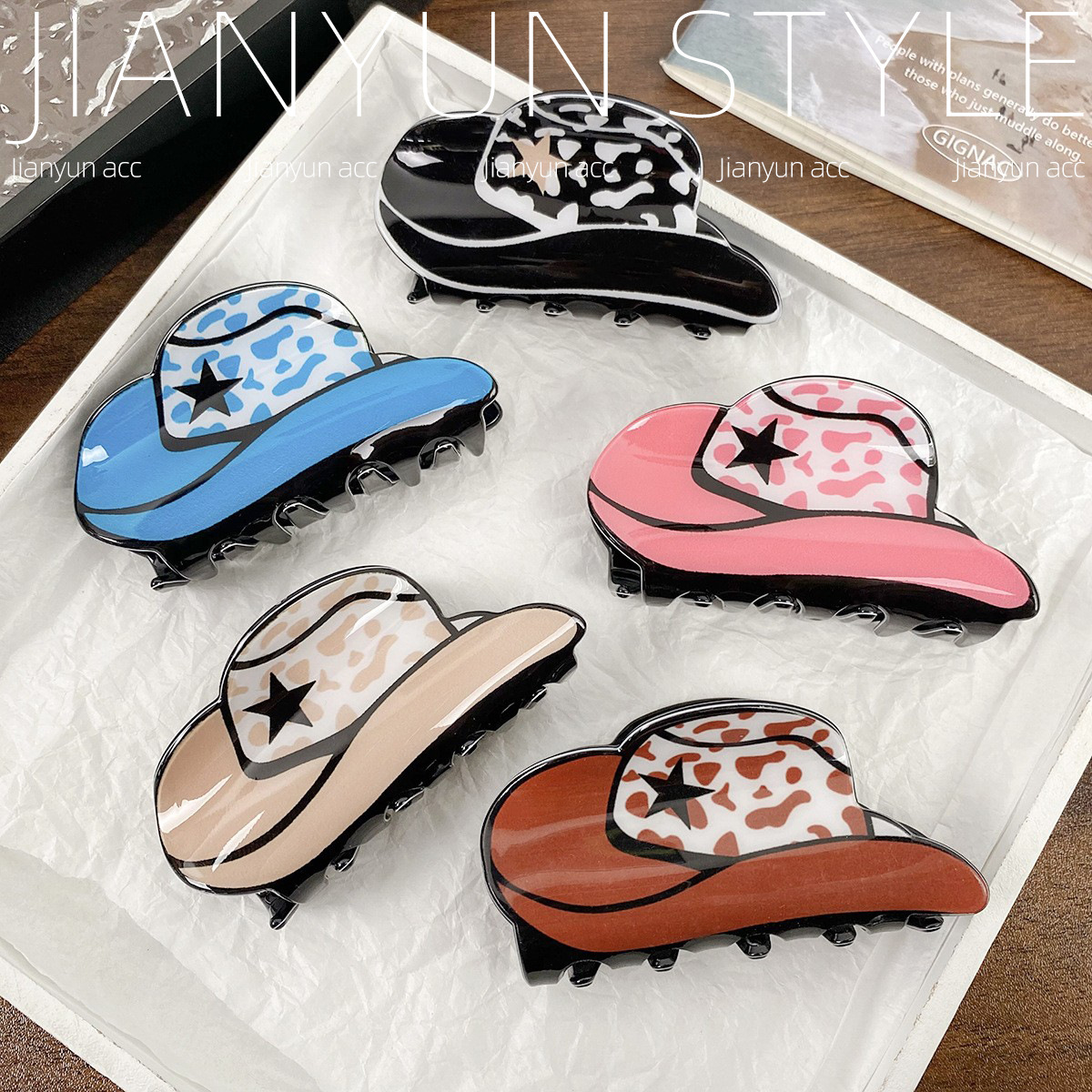 Wholesale Western Style Cowboy Retro Imitation Acetate Hair Clips